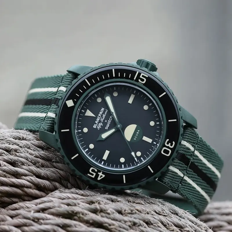 Blancpain x Swatch Fifty Fathoms “Green Abyss Sistem51” Men’s Watch- S035G100